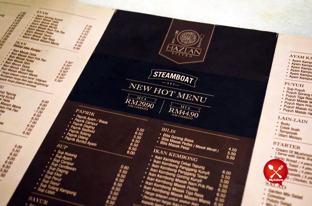 Harga Steamboat di Hazlan Bistro Kuala Terengganu