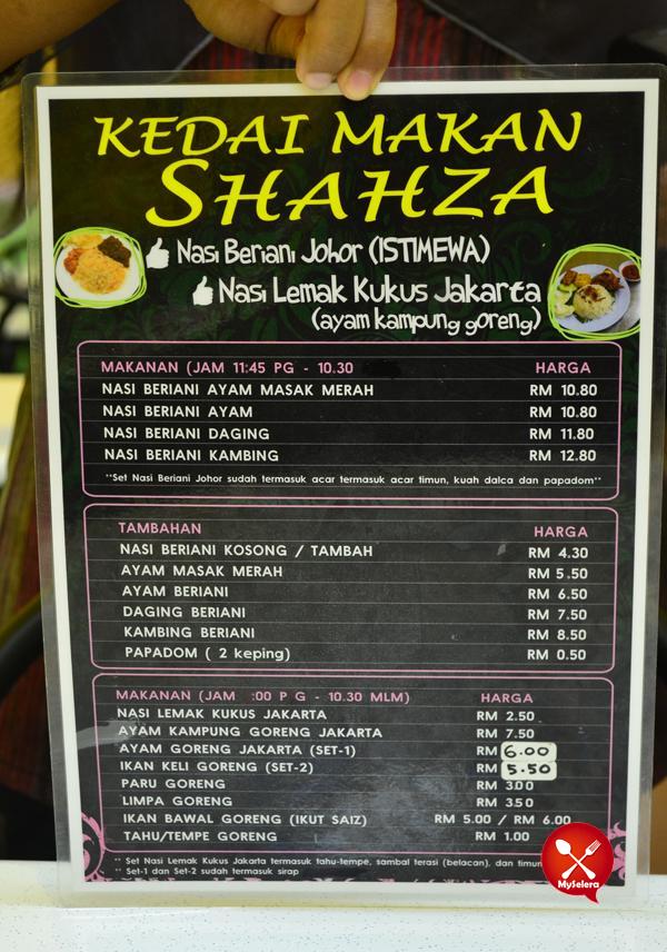 Menu di Shahza Beriani Shah Alam