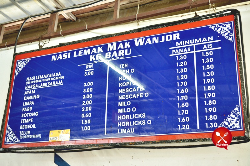Harga Nasi Lemak Mak Wanjor, Kampung Baru