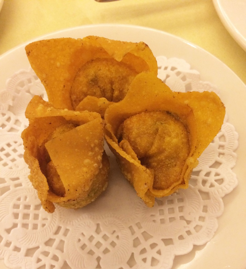 deep fried shirmp and chicken wanton dumpling